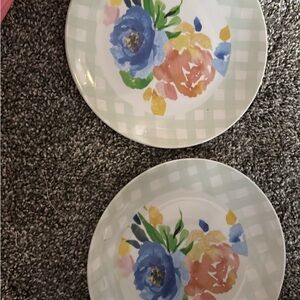 Floral Dinner Plates - Blue and Pink